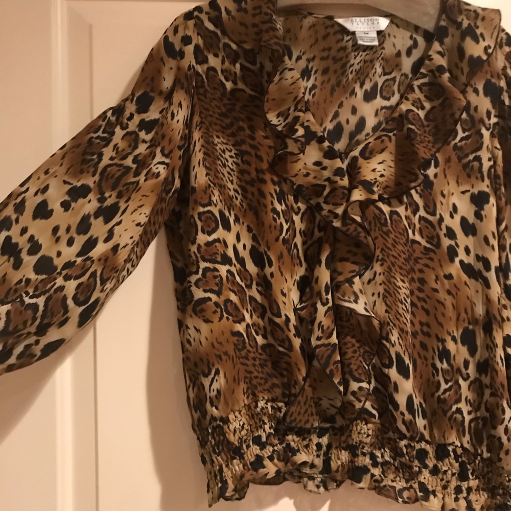 Allison Taylor Animal Print Ruffle Blouse - Picture 2 of 5